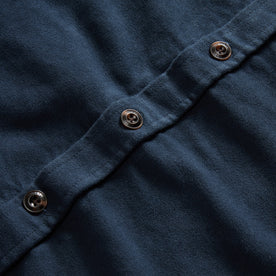 material shot of the buttons on The Maritime Shirt Jacket in Dark Navy Moleskin