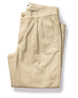 folded flatlay of The Matlow Pant in Light Khaki Pigment Herringbone, Bottoms by Taylor Stitch