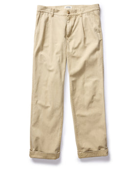 flatlay of The Matlow Pant in Light Khaki Pigment Herringbone, Bottoms by Taylor Stitch