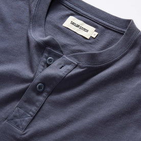 material shot of the buttons on The Organic Cotton Henley in Navy