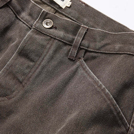 material shot of the pocket on The Camp Pant in Soil Chipped Canvas