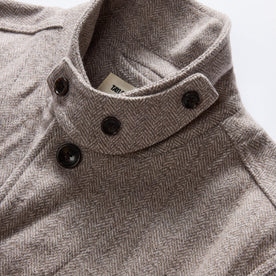 material shot of the throat latch on The Gibson Jacket in Heathered Oat Nep Herringbone