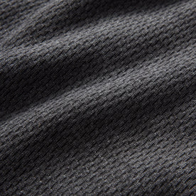 material shot of the waffle knit on The Heavy Bag Waffle Short Sleeve in Faded Black