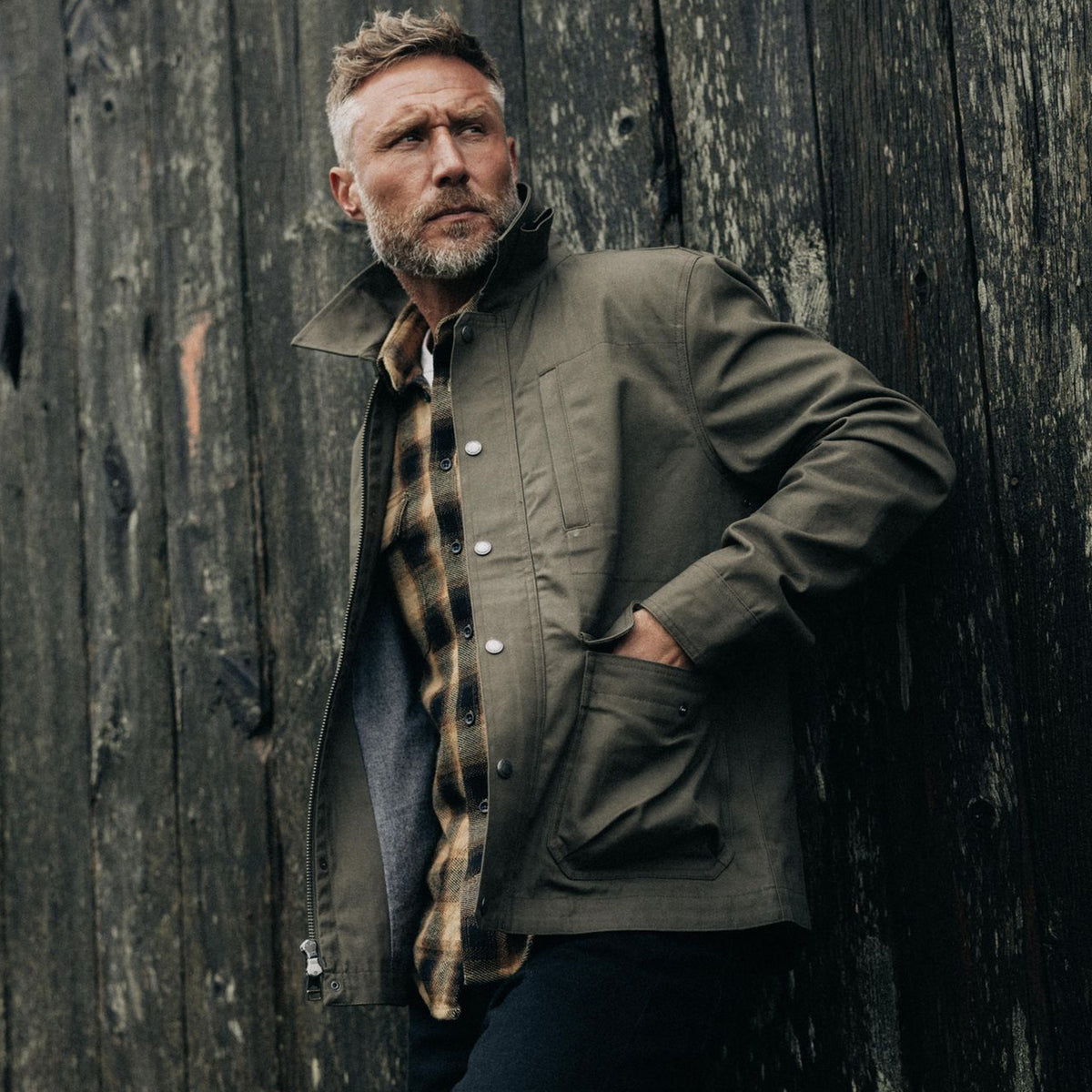 The Pathfinder Jacket in Fatigue Olive Dry Wax | Taylor Stitch