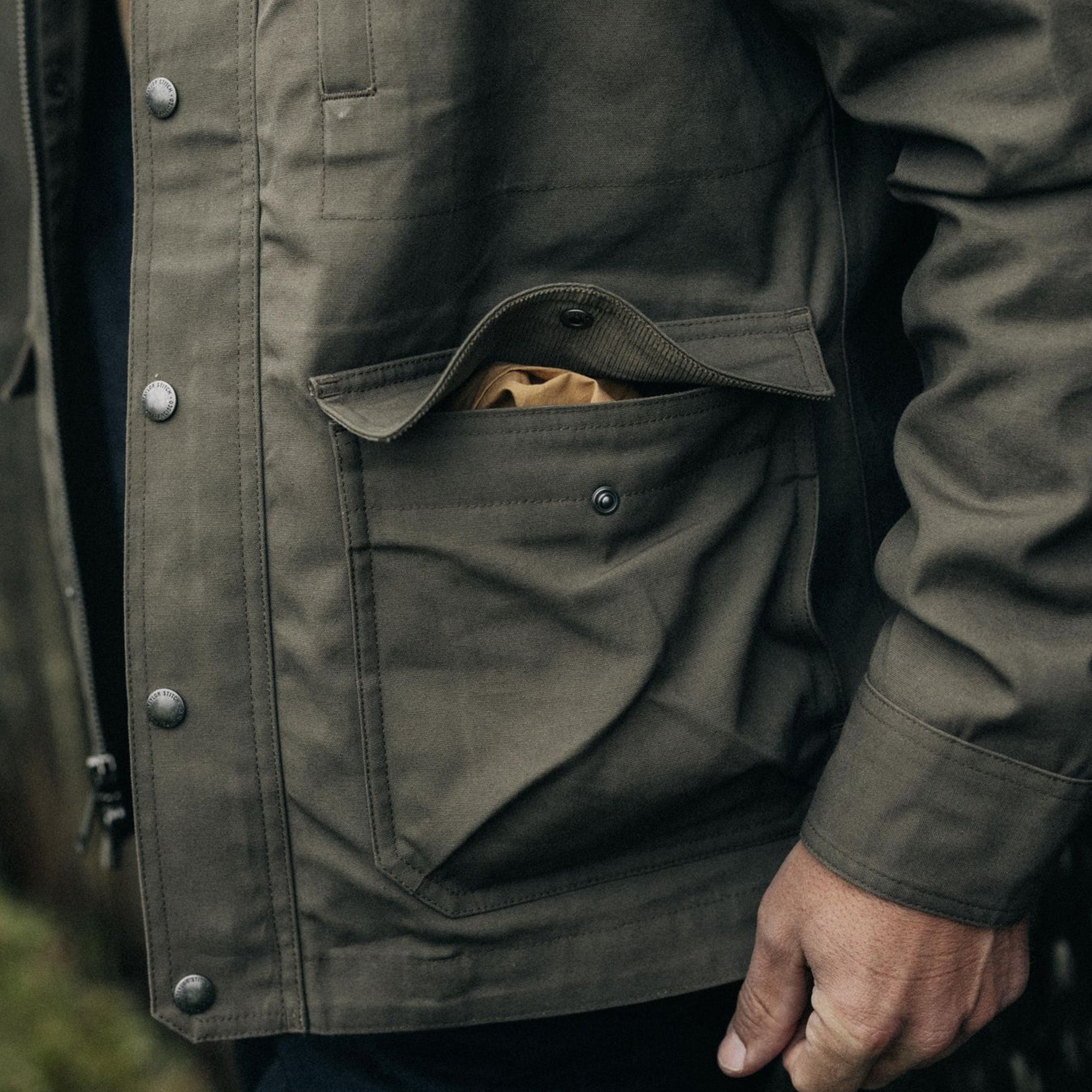 The Pathfinder Jacket in Fatigue Olive Dry Wax | Men's Outerwear