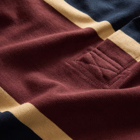 material shot of the stripe detail on The Rugby in Dark Navy Stripe