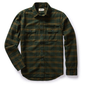 flatlay of The Yosemite Shirt in Dark Forest Plaid, shown in full