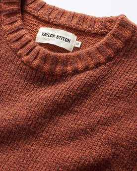 material shot of the ribbed collar on The Headland Sweater in Spiced Rum, Knits by Taylor Stitch