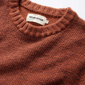 material shot of the ribbed collar on The Headland Sweater in Spiced Rum