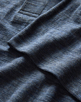 material shot of the sleeves on The Merino Polo in Heather Navy, Knits by Taylor Stitch