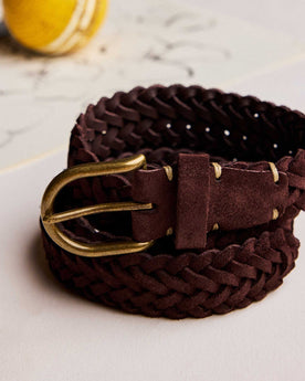editorial image of The Braided Belt in Chocolate Suede, Accessories by Taylor Stitch