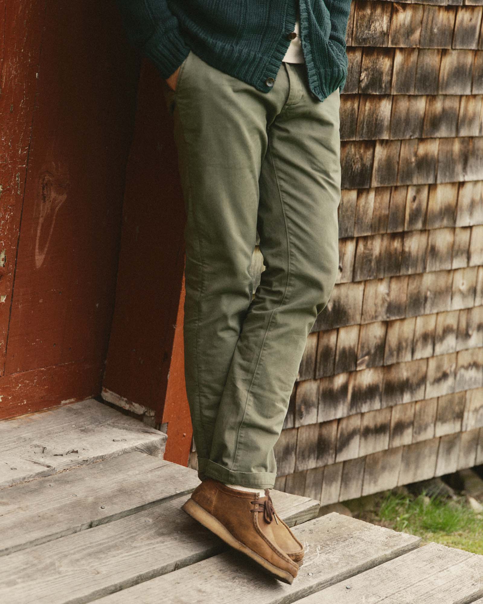 The Slim Foundation Pant in Organic Olive The Slim Foundation Pant in Organic Olive