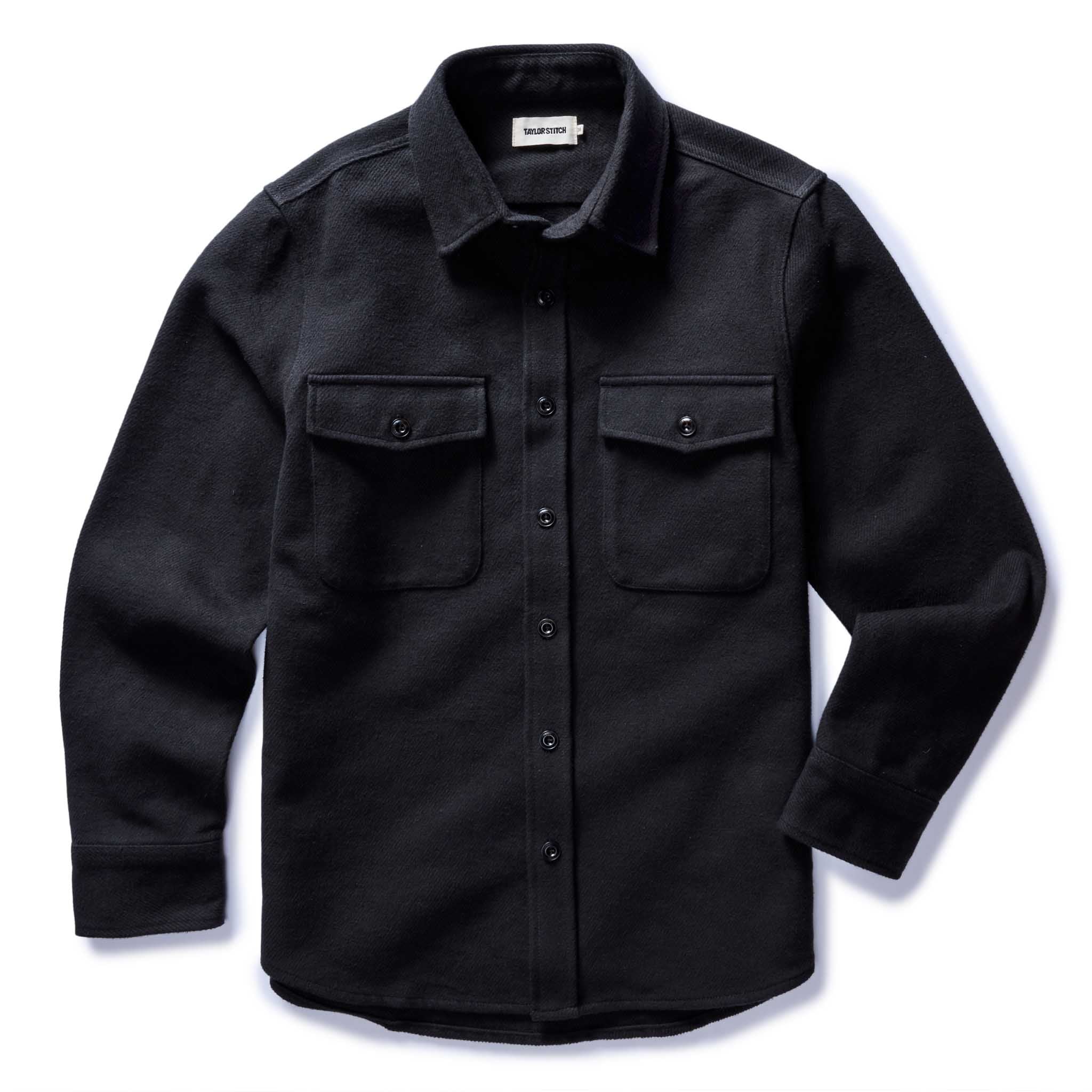The Maritime Shirt Jacket in Faded Black Moleskin Twill XS 36