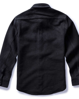 flatlay of the back of The Maritime Shirt Jacket in Faded Black Moleskin Twill, Outerwear by Taylor Stitch
