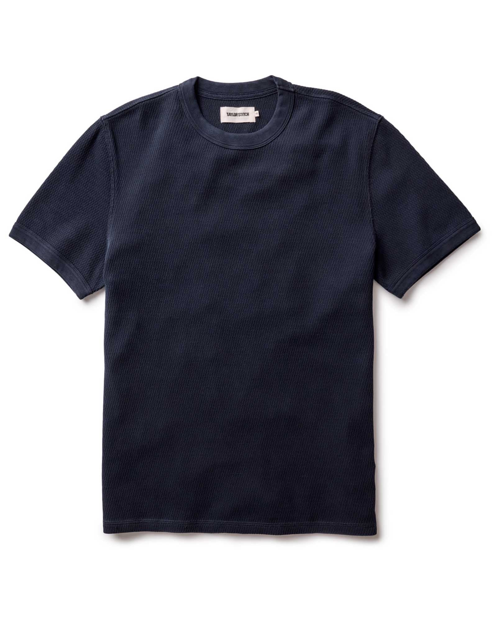The Organic Cotton Short Sleeve Crew in Dark Navy Waffle