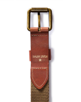 flatlay of the back of the buckle on The Webbed Belt in Whiskey, Accessories by Taylor Stitch