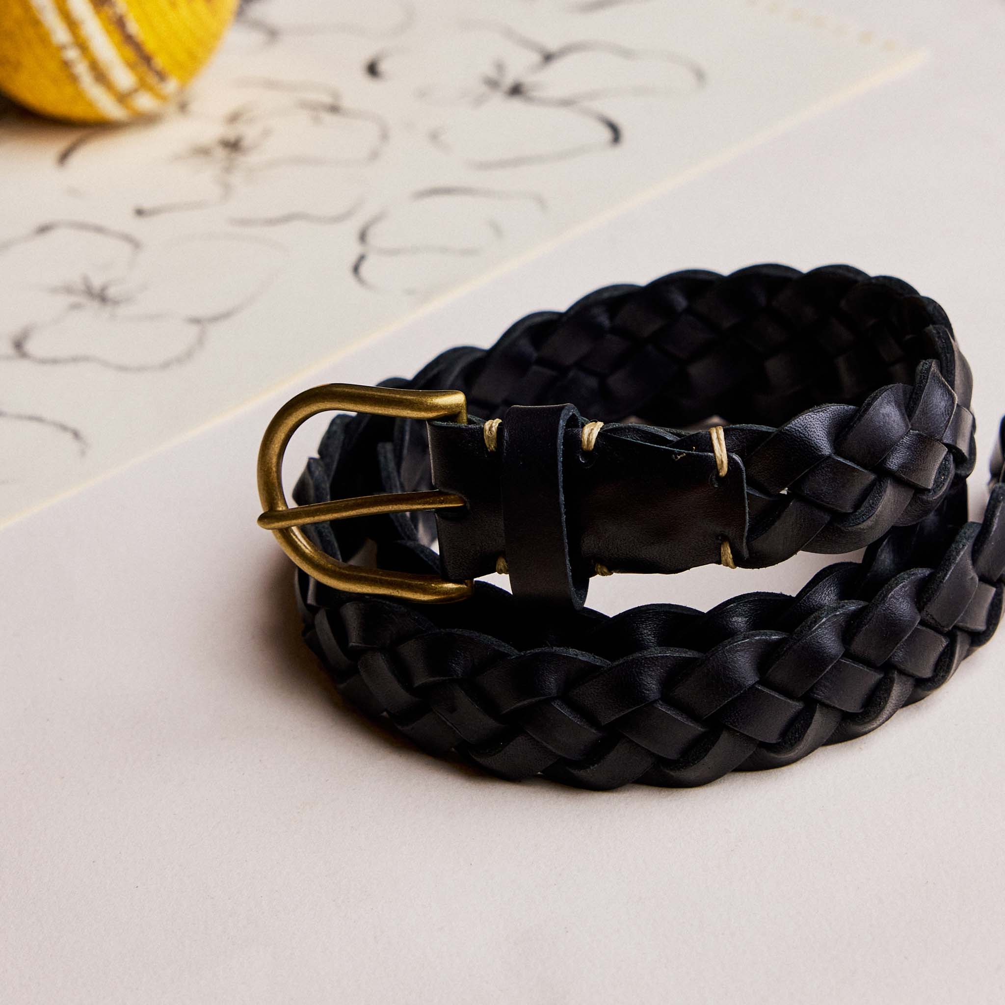 Men's Braided Belt in Black, 32