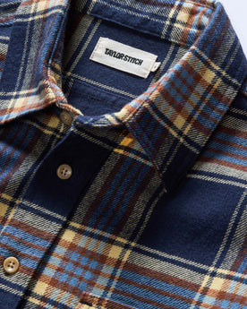 material shot of the collar on The Ledge Shirt in River Plaid, Wovens by Taylor Stitch