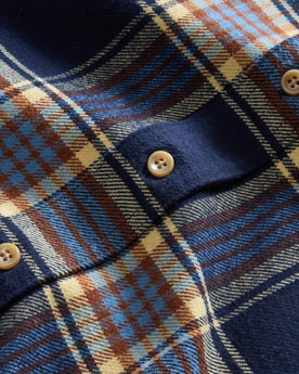 material shot of the buttons on The Ledge Shirt in River Plaid, Wovens by Taylor Stitch