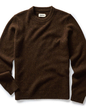 flatlay of The Lodge Sweater in Timber Donegal, Knits by Taylor Stitch