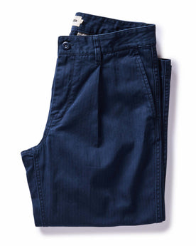 folded flatlay of The Matlow Pant in Dark Navy Herringbone, Bottoms by Taylor Stitch