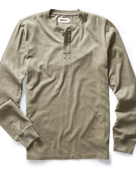 flatlay of The Organic Cotton Henley in Sage, Knits by Taylor Stitch