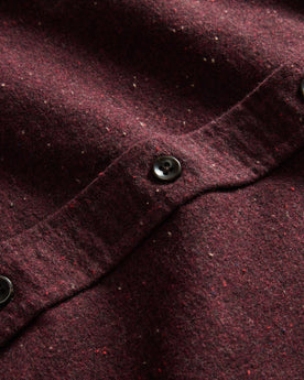 material shot of the buttons on The Yosemite Shirt in Nutmeg Donegal, Wovens by Taylor Stitch