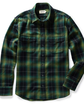flatlay of The Yosemite Shirt in Twilight Plaid, Wovens by Taylor Stitch