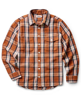 flatlay of The Crater Shirt in Brick Plaid, Wovens by Taylor Stitch