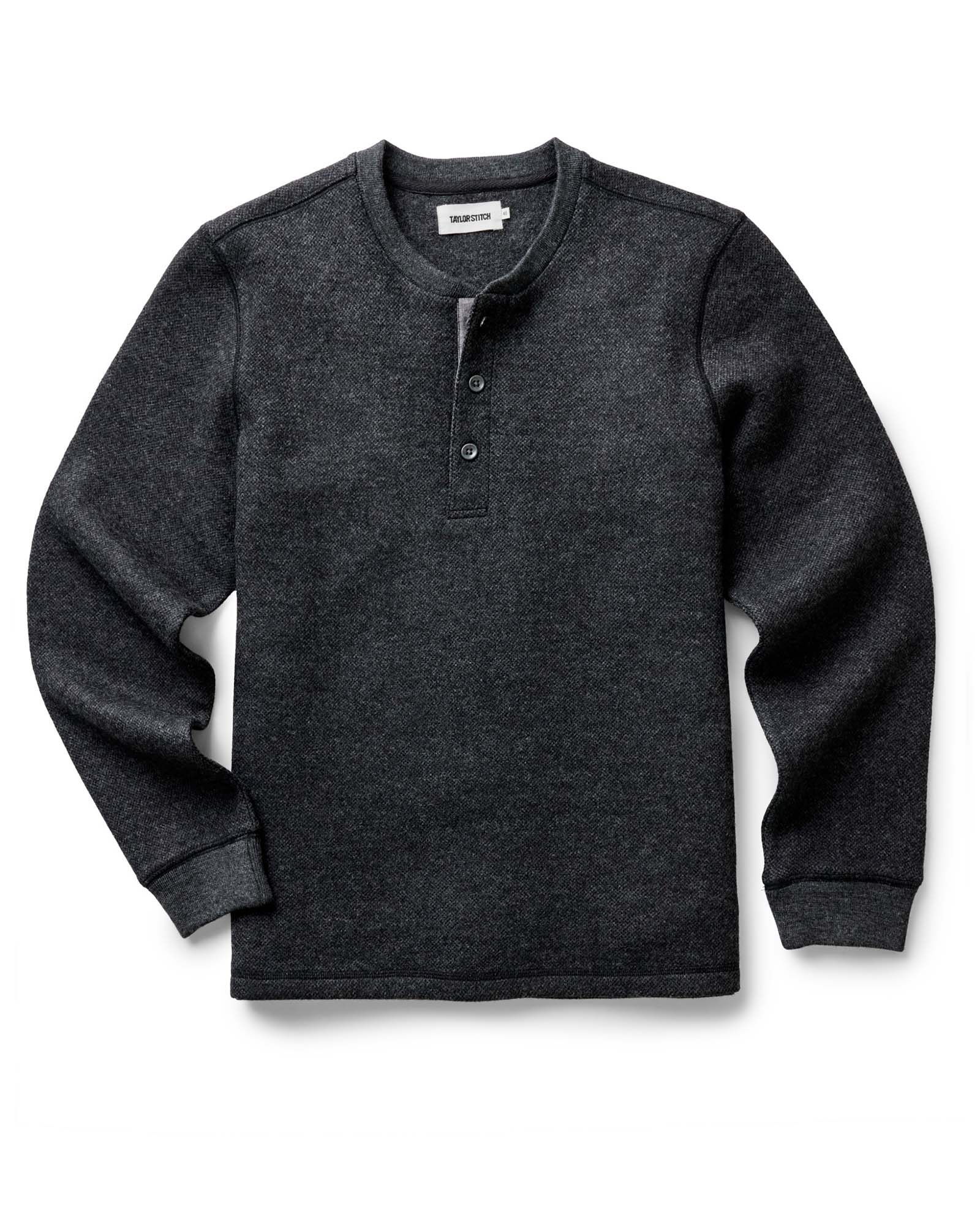 The Evans Henley in Charcoal Birdseye Wool