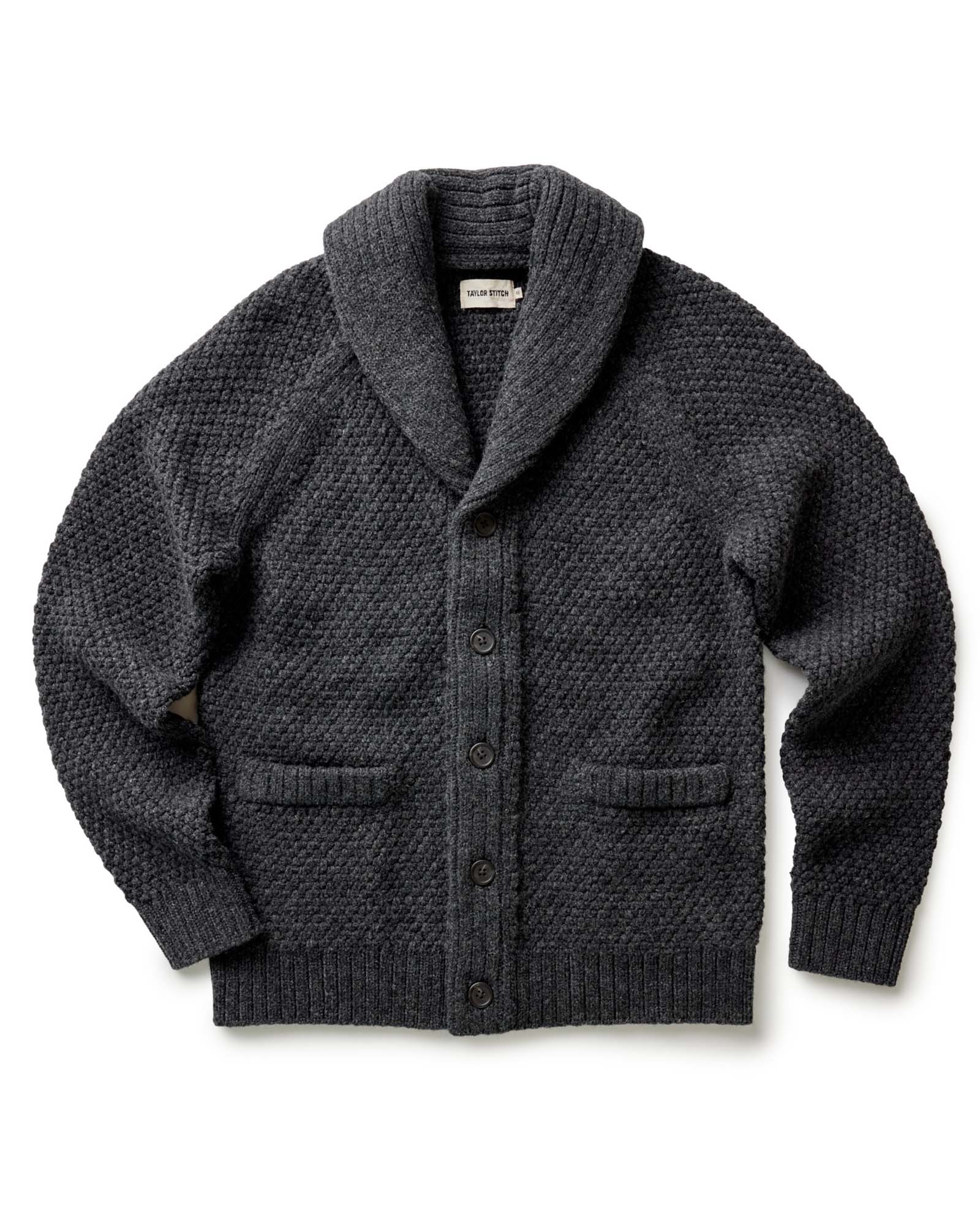 The Fisherman Shawl Cardigan in Heather Coal Merino Taylor Stitch