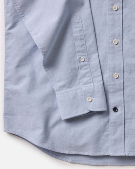 material shot of the sleeves on The Jack in Blue Everyday Oxford, Wovens by Taylor Stitch