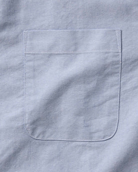 material shot of the pocket on The Jack in Blue Everyday Oxford, Wovens by Taylor Stitch