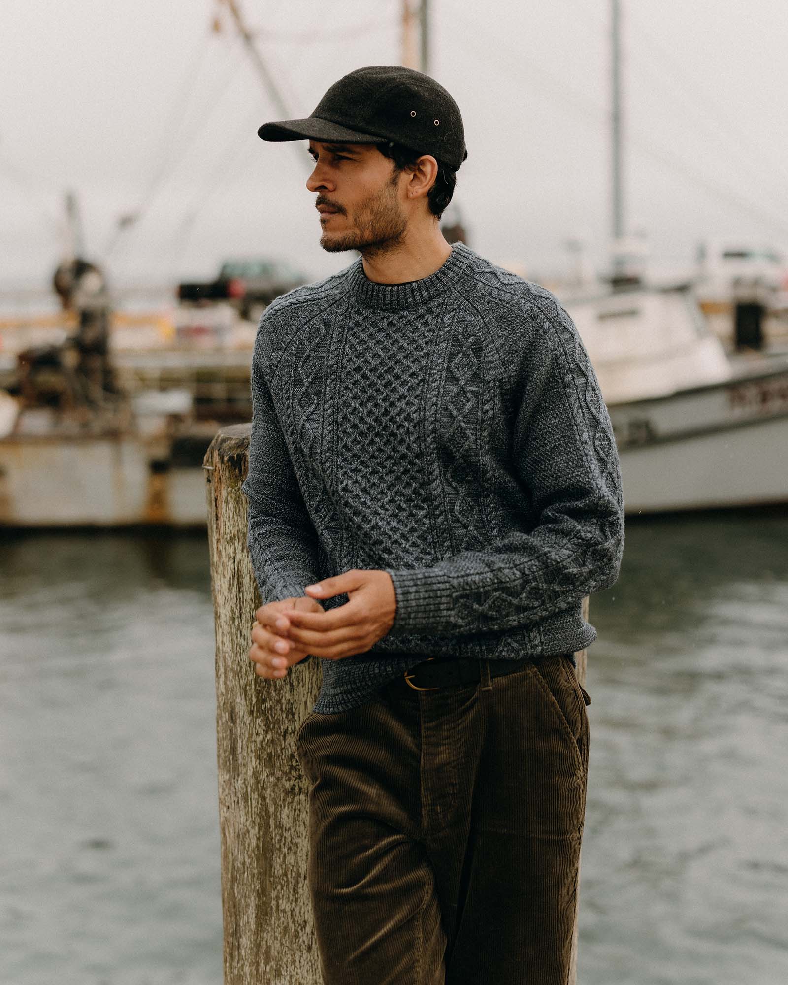 The Orr Sweater in Marled Marine Merino | Taylor Stitch