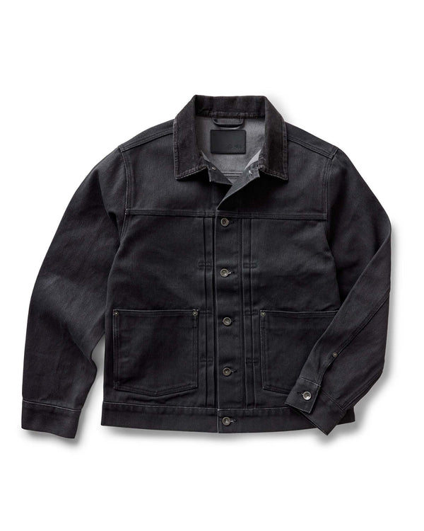 flatlay of The Ryder Jacket in Coal Chipped Canvas