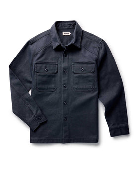 flatlay of The Shop Shirt in Navy Chipped Canvas, Wovens by Taylor Stitch