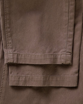 material shot of the leg cuffs on The Slim Foundation Pant in Organic Espresso, Bottoms by Taylor Stitch