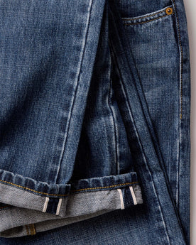 material shot of the cuffs on The Straight Jean in Mid Wash Organic Selvedge, Bottoms by Taylor Stitch