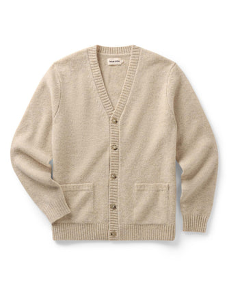 flatlay of The Eastmoor Cardigan in Oatmeal Wool