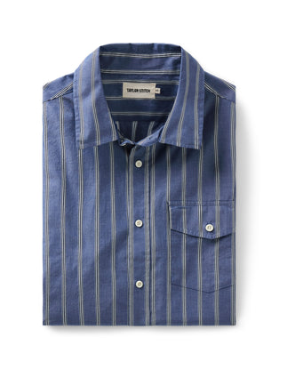 folded flatlay of The Quincy Shirt in Bay Stripe