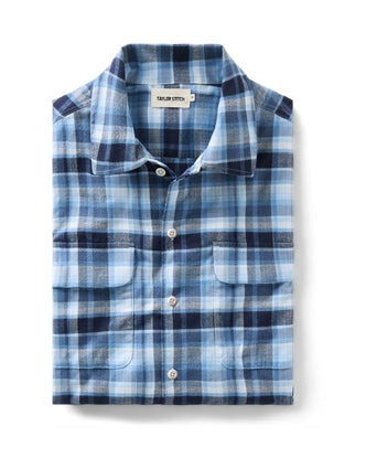 folded flatlay of The Shore Shirt in Deepwater Check Portuguese Flannel