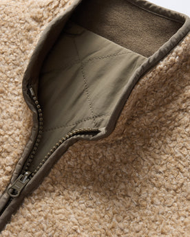 material shot of the collar on The Carson Jacket in Light Khaki Fleece, Outerwear by Taylor Stitch