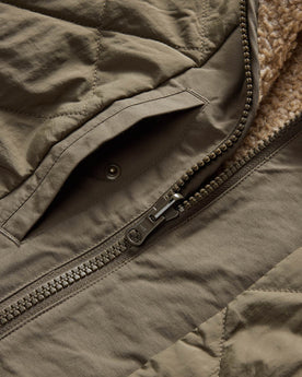 material shot of the quilted side on The Carson Jacket in Light Khaki Fleece, Outerwear by Taylor Stitch