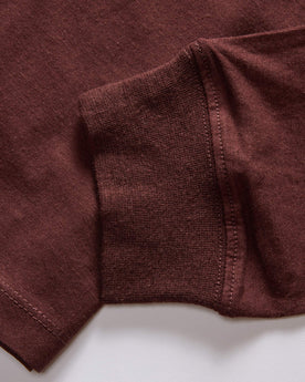 material shot of the ribbed cuff on The Cotton Hemp Long Sleeve Tee in Burgundy, Knits by Taylor Stitch