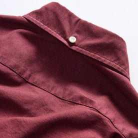 material shot of the button down collar on The Jack in Burgundy Oxford