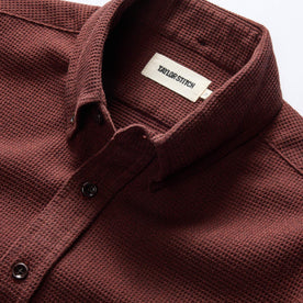 material shot of the collar on The Jack in Burgundy Waffle