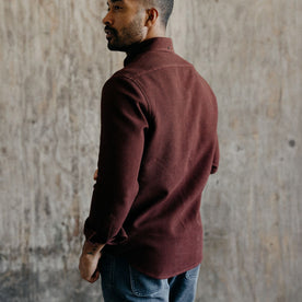 fit model showing the back of The Jack in Burgundy Waffle