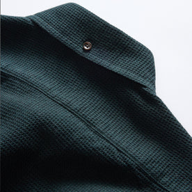 material shot of the button down collar on The Jack in Forest Waffle