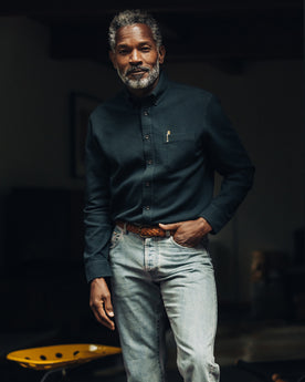 fit model in The Jack in Forest Waffle, Wovens by Taylor Stitch