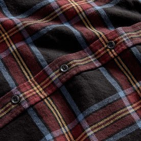 material shot of the buttons on The Ledge Shirt in Dark Navy Plaid